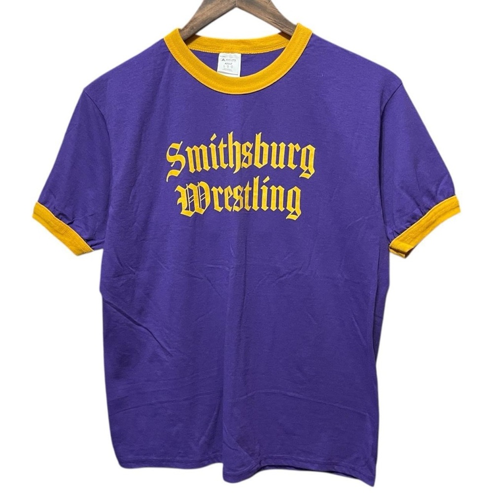 Smithsburg Maryland wrestling purple yellow sports vintage style T-shirt tee top